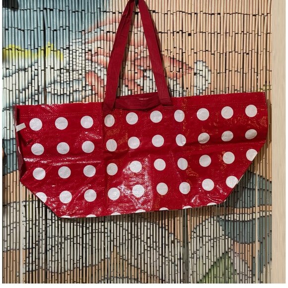IKEA SÄCKKÄRRA Red /White Polka Dot, Reuseable Large Shopper Tote Bag 903.002.83 - Picture 1 of 8